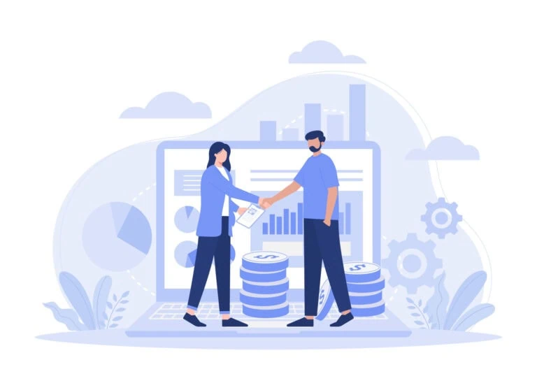 illustration of business partners shaking hands