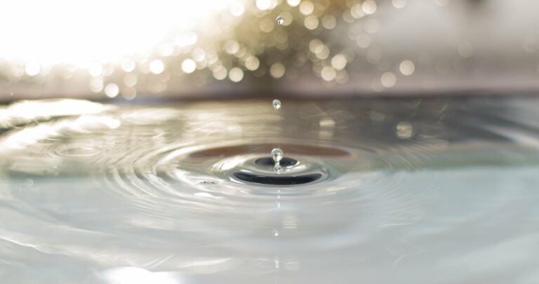falling water droplet causing a ripple in water