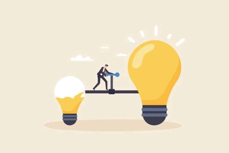 Add ideas or find new inspiration. to your business big idea creativity and innovation to change or invent new products solution to the problem.