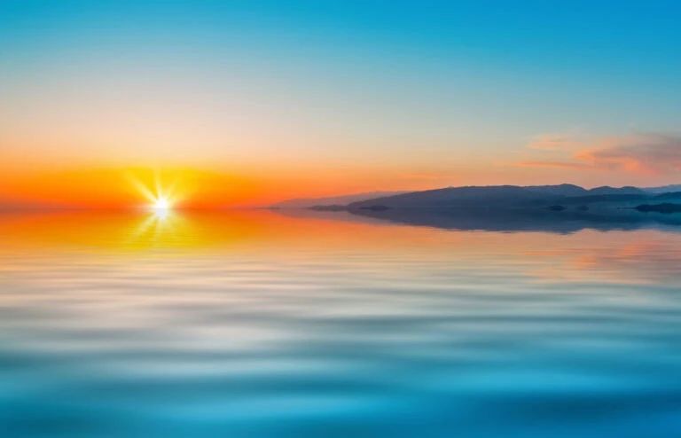 orange sunset and calm sea