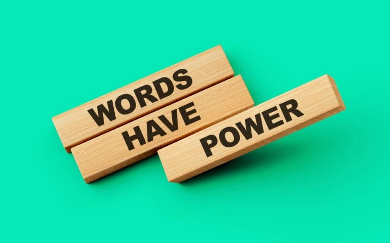 Wooden blocks Words have power word isolated background 3d illustration